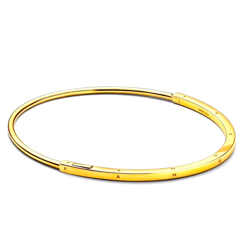 Pandora Signature Closed ID Bangle (Gold)